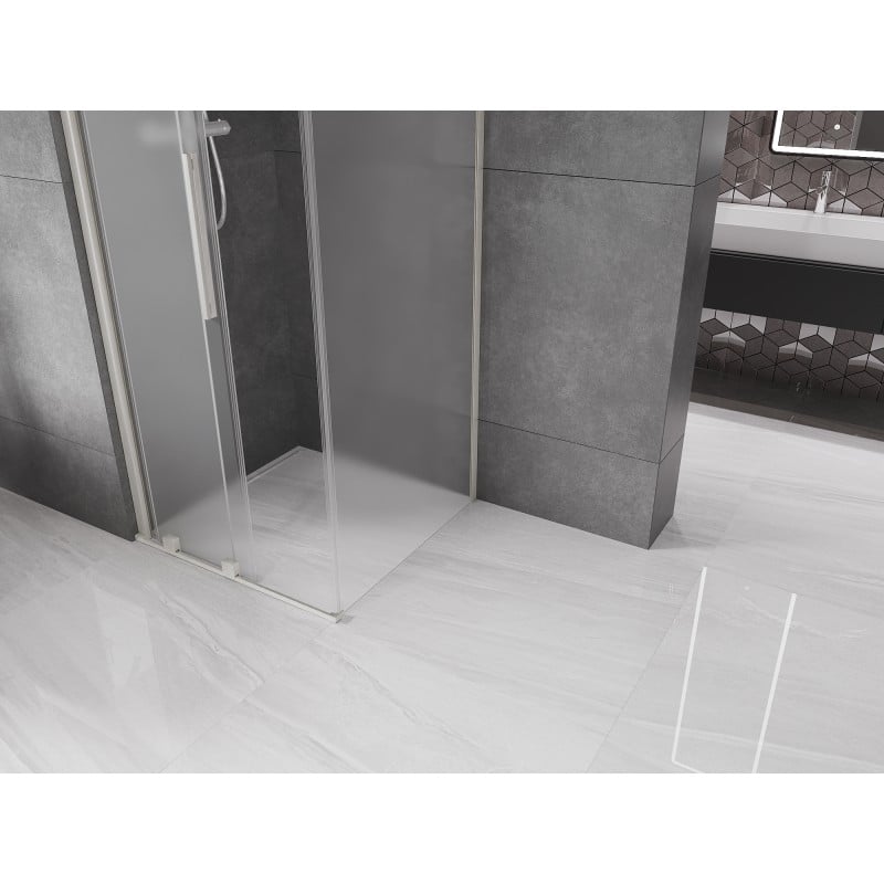 Mexen Velar cabine de douche coulissante 110 x 110 cm, givré, nickel brossé - 871-110-110-31-97