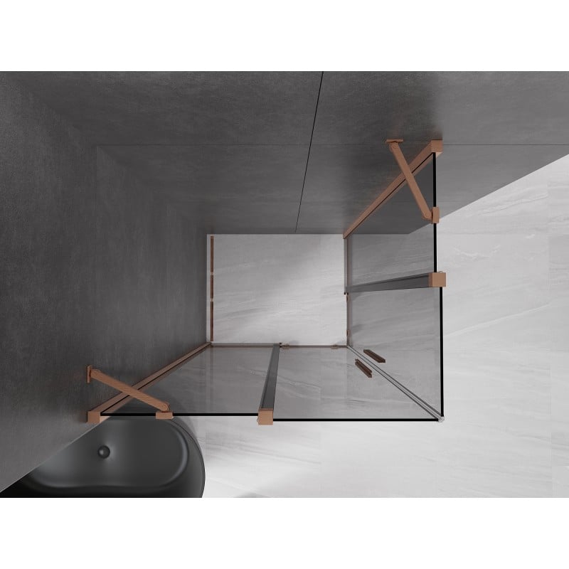 Mexen Velar Duo cabine de douche coulissante 100 x 90 cm, graphite, cuivre brossé - 871-100-090-42-65
