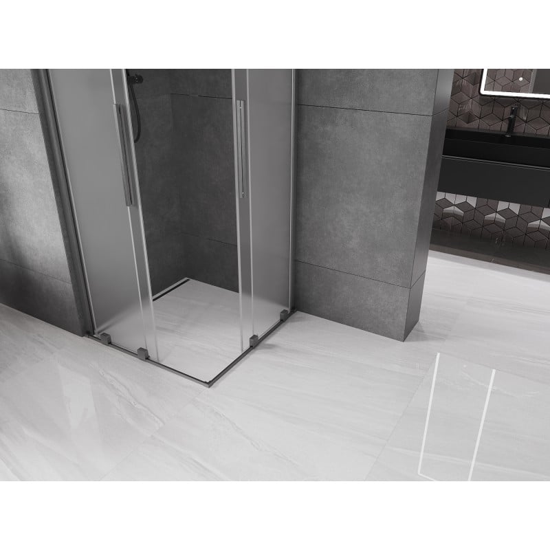 Mexen Velar Duo cabine de douche coulissante 100 x 100 cm, givre, gris canon brossé - 871-100-100-32-66