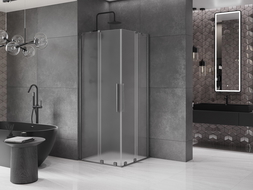 Mexen Velar Duo cabine de douche coulissante 80 x 80 cm, givre, gris fusil brossé - 871-080-080-32-66