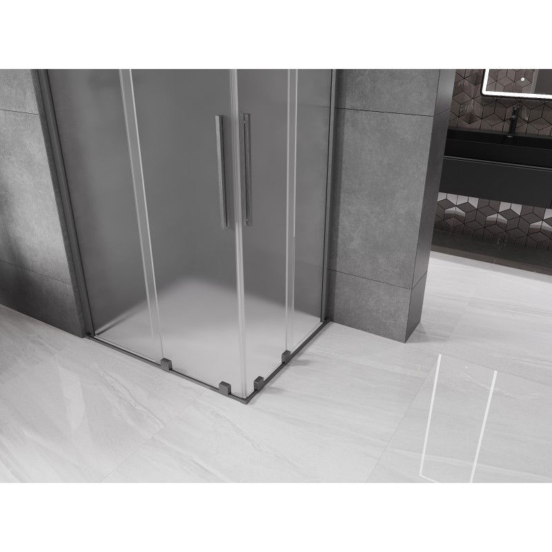 Mexen Velar Duo cabine de douche coulissante 90 x 80 cm, givre, gris canon brossé - 871-090-080-32-66