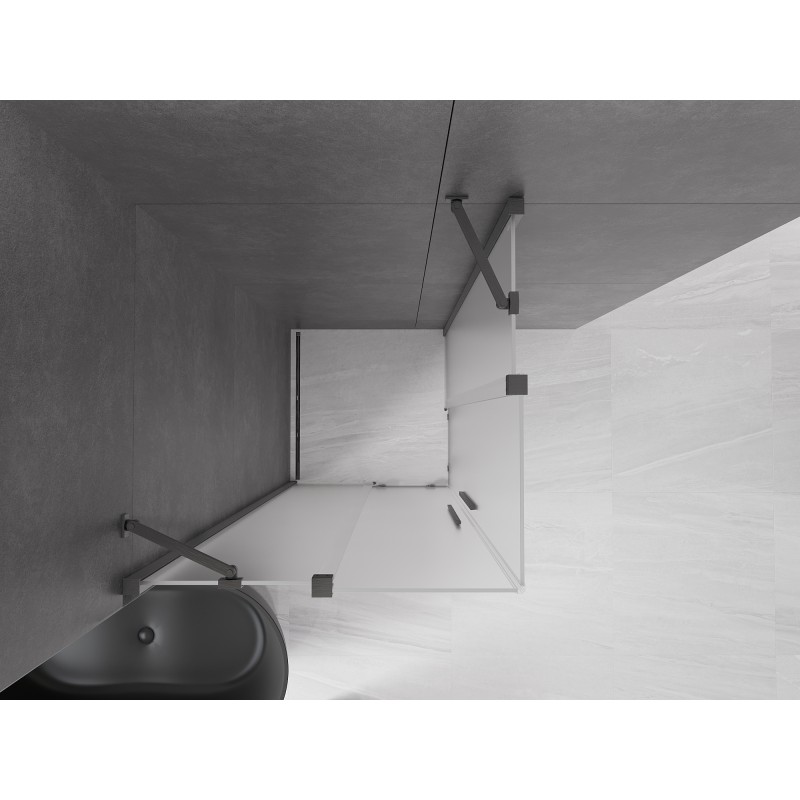 Mexen Velar Duo cabine de douche coulissante 100 x 100 cm, givre, gris canon brossé - 871-100-100-32-66