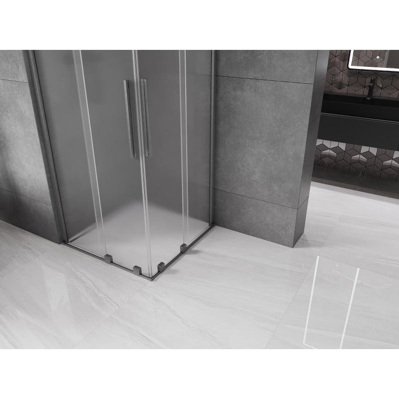 Mexen Velar Duo cabine de douche coulissante 100 x 100 cm, givre, gris canon brossé - 871-100-100-32-66