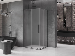 Mexen Velar Duo cabine de douche coulissante 100 x 90 cm, verre dépoli, gun gray brossé - 871-100-090-32-66