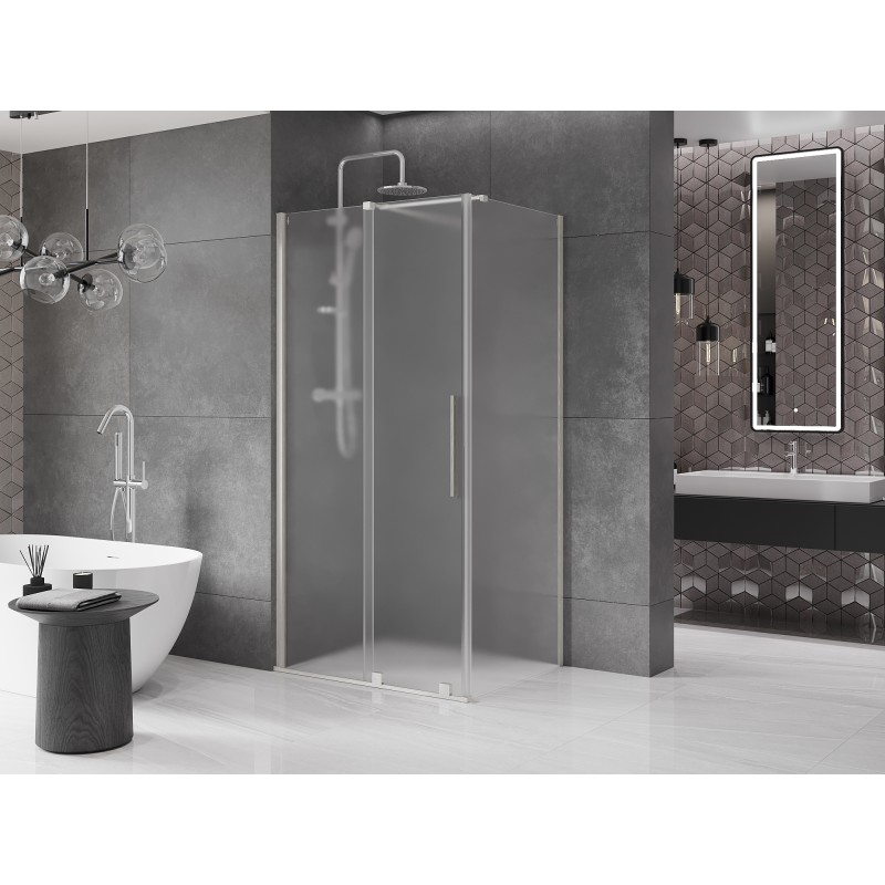 Mexen Velar cabine de douche coulissante 130 x 100 cm, givre, nickel brossé - 871-130-100-31-97