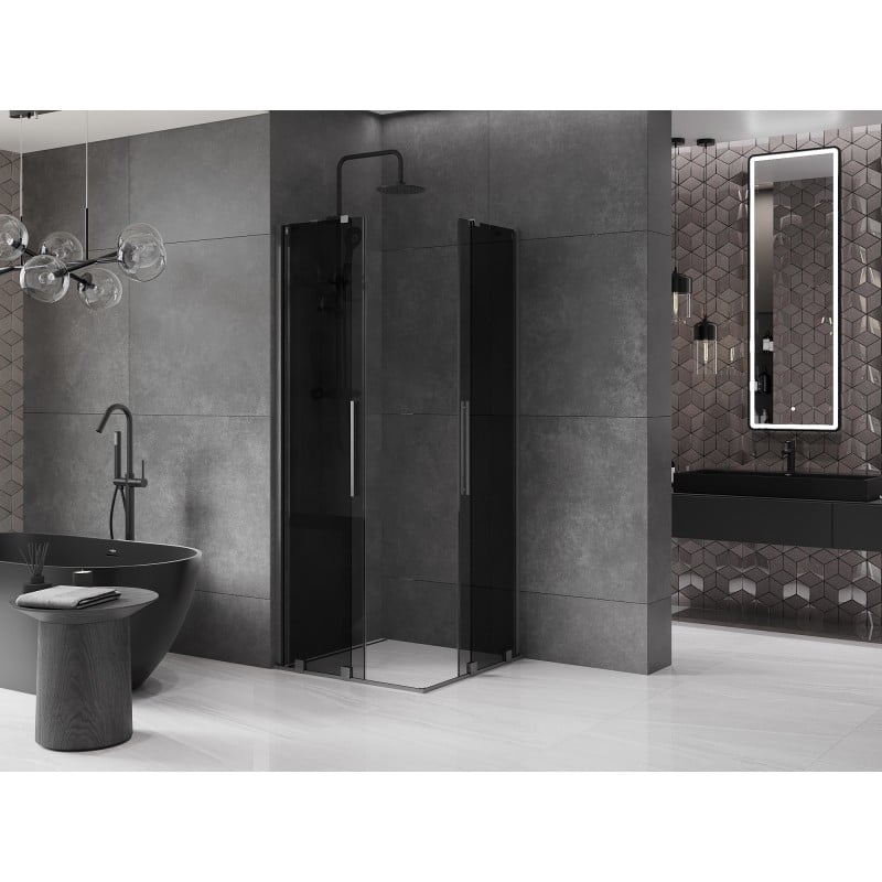 Mexen Velar Duo cabine de douche coulissante 80 x 80 cm, graphite, gris canon brossé - 871-080-080-42-66