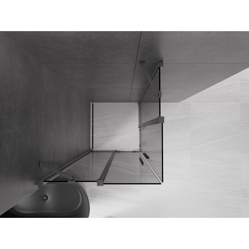 Mexen Velar Duo cabine de douche coulissante 80 x 80 cm, graphite, gris canon brossé - 871-080-080-42-66