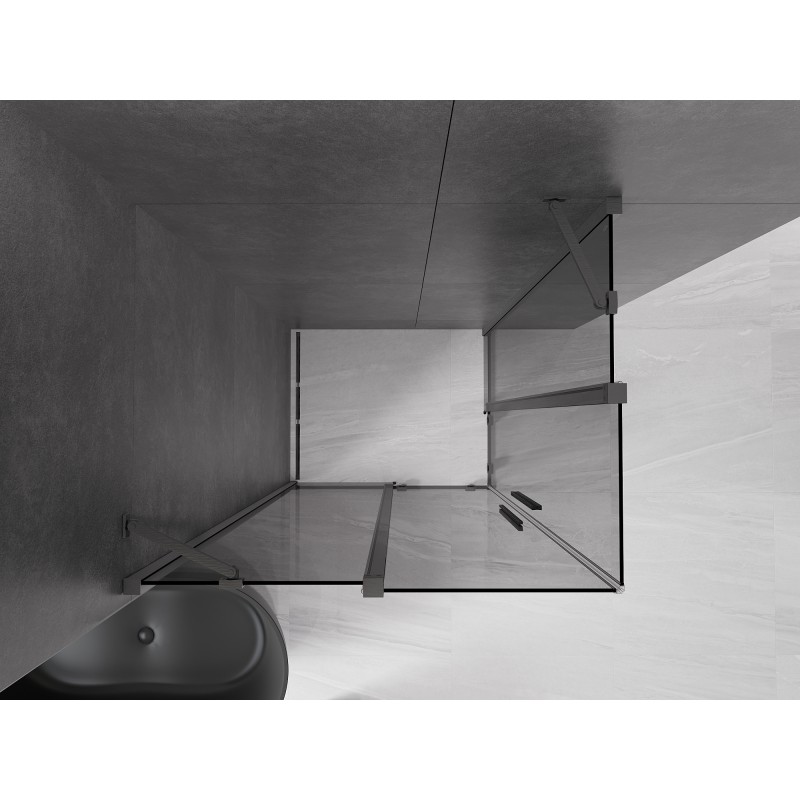 Mexen Velar Duo cabine de douche coulissante 90 x 80 cm, graphite, gris canon brossé - 871-090-080-42-66