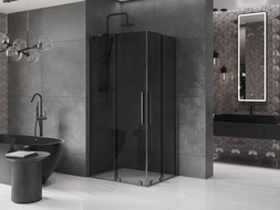 Mexen Velar Duo cabine de douche coulissante 100 x 90 cm, graphite, gris canon brossé - 871-100-090-42-66