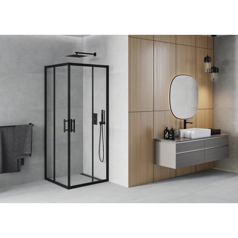 Mexen Rio cabine de douche carrée 70 x 70 cm, transparente, noire - 860-070-070-70-00