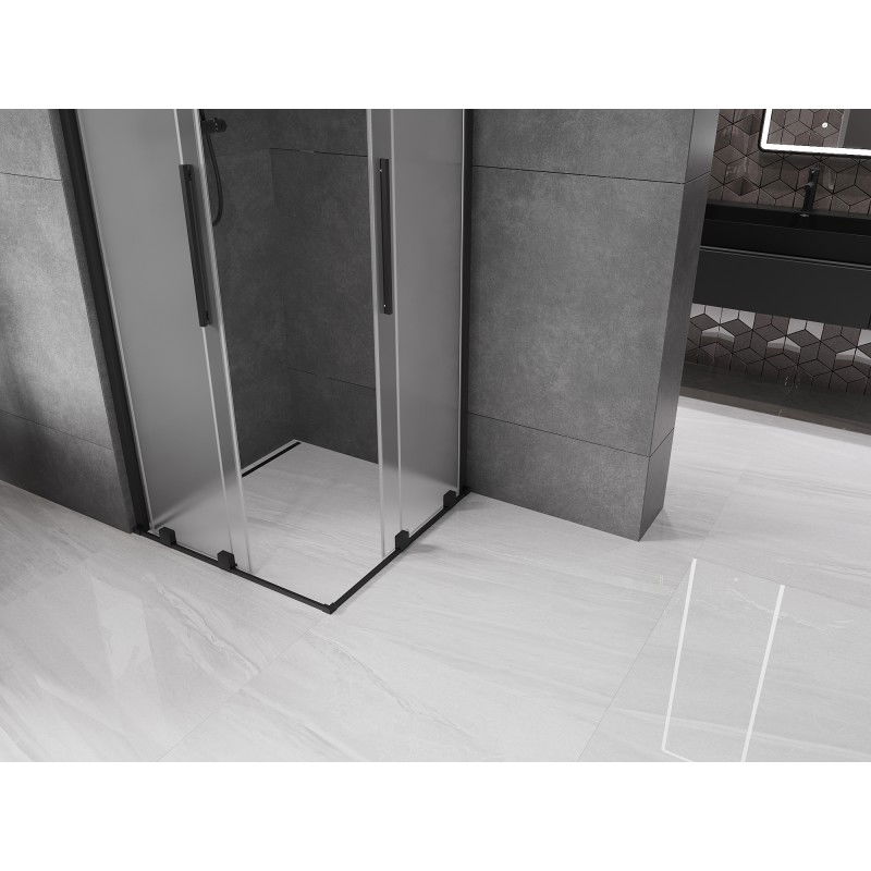 Mexen Velar Duo cabine de douche coulissante 80 x 80 cm, givrée, noire - 871-080-080-32-70