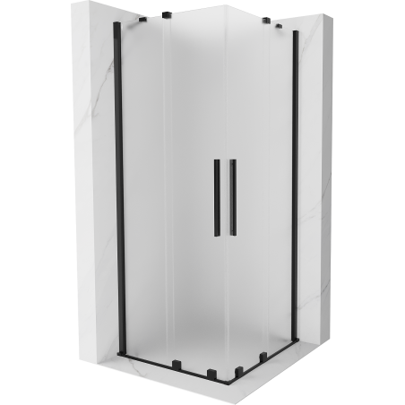 Mexen Velar Duo cabine de douche coulissante 90 x 90 cm, givré, noir - 871-090-090-32-70