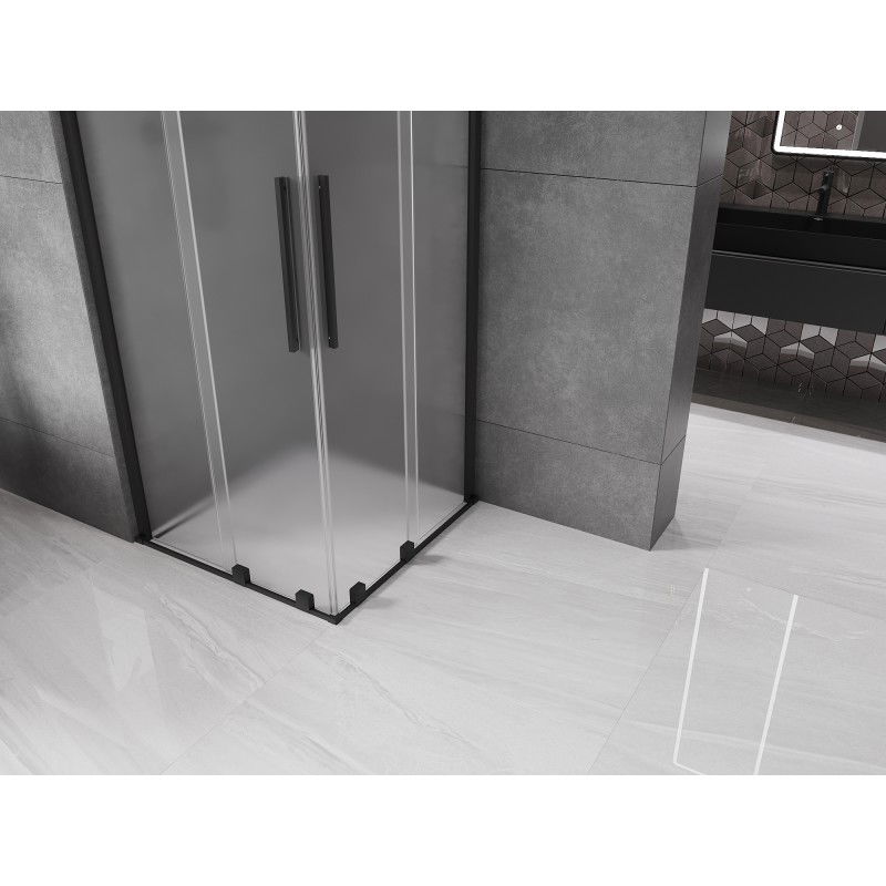 Mexen Velar Duo cabine de douche coulissante 80 x 80 cm, givrée, noire - 871-080-080-32-70
