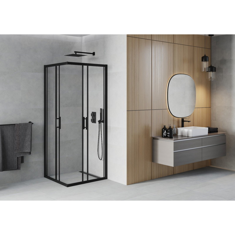 Mexen Rio cabine de douche carrée 90 x 90 cm, transparente, noire - 860-090-090-70-00