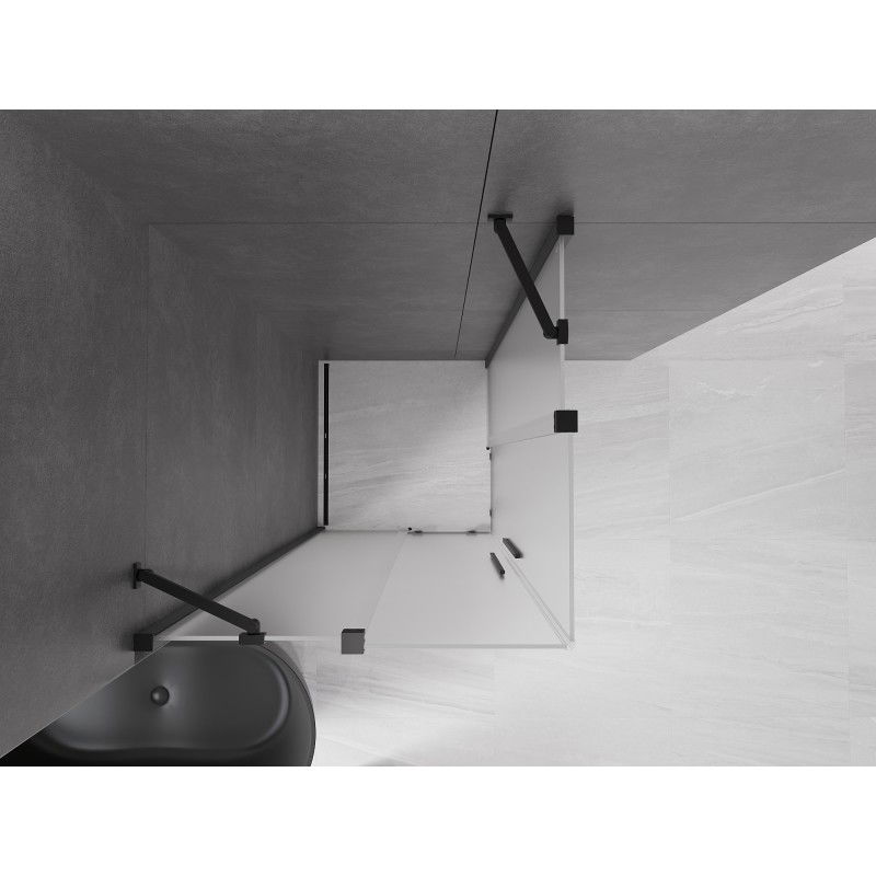 Mexen Velar Duo cabine de douche coulissante 100 x 100 cm, givrée, noire - 871-100-100-32-70