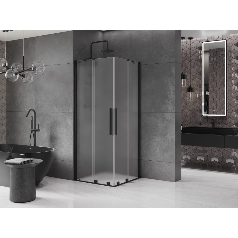 Mexen Velar Duo cabine de douche coulissante 90 x 90 cm, givre, noir - 871-090-090-32-70
