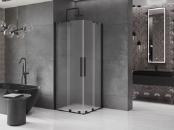 Mexen Velar Duo cabine de douche coulissante 90 x 90 cm, givré, noir - 871-090-090-32-70