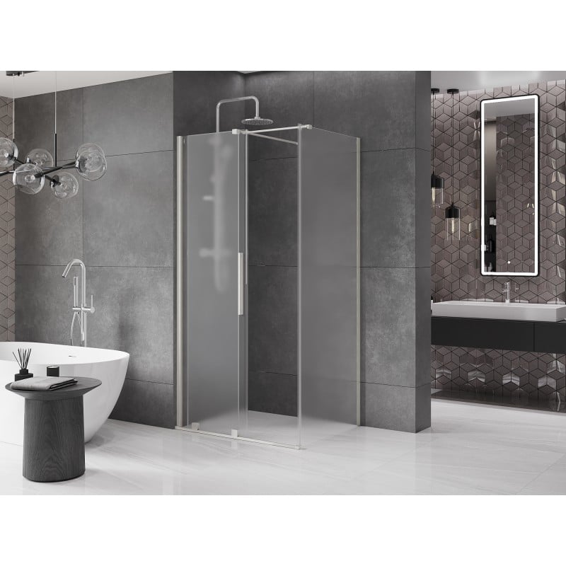 Mexen Velar cabine de douche coulissante 150 x 100 cm, givre, nickel brossé - 871-150-100-31-97