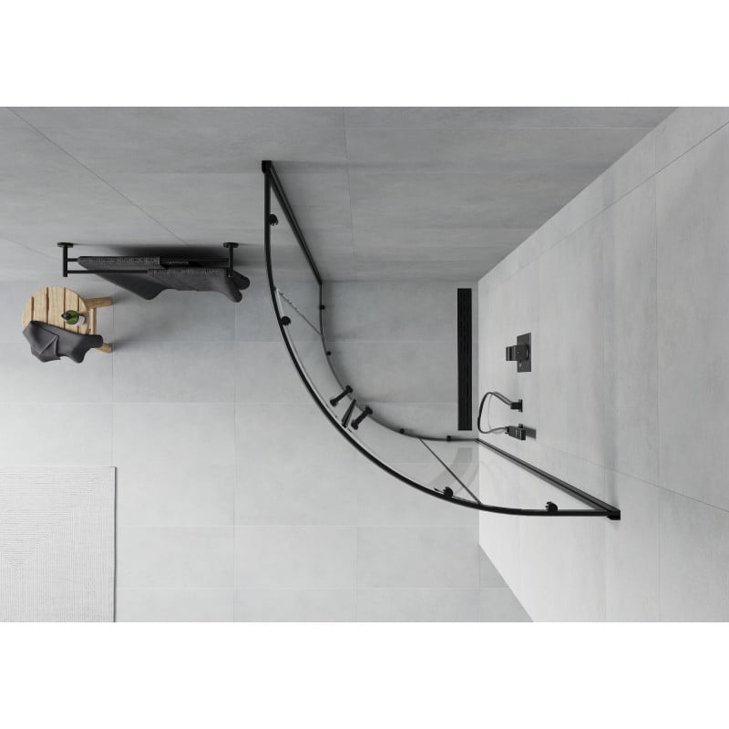 Mexen Rio cabine de douche semi-circulaire 70 x 70 cm, transparente, noire - 863-070-070-70-00