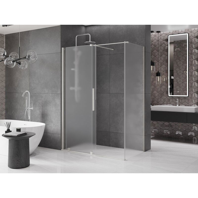 Mexen Velar cabine de douche coulissante 160 x 80 cm, givré, nickel brossé - 871-160-080-31-97