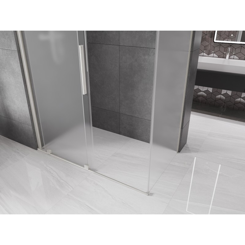 Mexen Velar cabine de douche coulissante 160 x 75 cm, givré, nickel brossé - 871-160-075-31-97