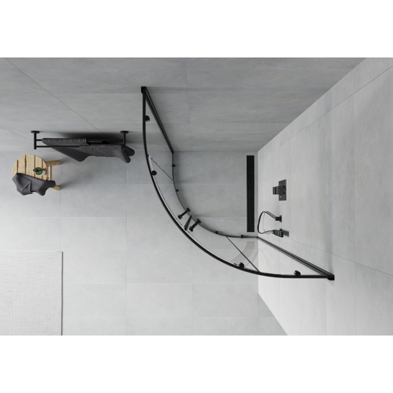 Mexen Rio cabine de douche semi-circulaire 90 x 90 cm, transparent, noir - 863-090-090-70-00