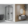 Mexen Rio cabine de douche semi-circulaire 70 x 70 cm, transparent, noir + bac à douche, blanc - 863-070-070-70-00-4710