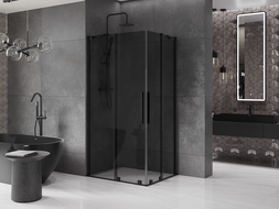 Mexen Velar Duo cabine de douche coulissante 90 x 80 cm, graphite, noire - 871-090-080-42-70