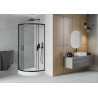 Mexen Rio cabine de douche semi-circulaire 70 x 70 cm, transparent, noir + bac à douche, blanc - 863-070-070-70-00-4710