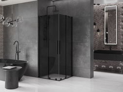 Mexen Velar Duo cabine de douche coulissante 100 x 100 cm, graphite, noire - 871-100-100-42-70