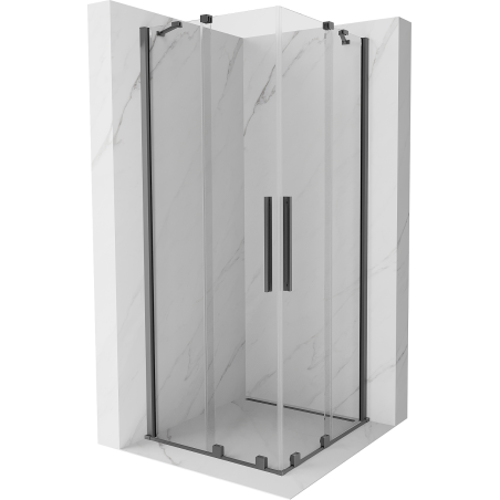 Mexen Velar Duo cabine de douche coulissante 100 x 100 cm, transparent, métal canon de fusil - 871-100-100-02-95