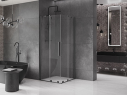 Mexen Velar Duo cabine de douche coulissante 100 x 100 cm, transparent, métal canon - 871-100-100-02-95