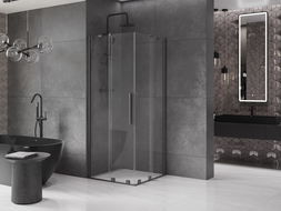 Mexen Velar Duo cabine de douche coulissante 100 x 100 cm, transparent, métal canon de fusil - 871-100-100-02-95