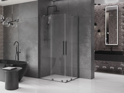 Mexen Velar Duo cabine de douche coulissante 90 x 80 cm, transparent, métal canon - 871-090-080-02-95