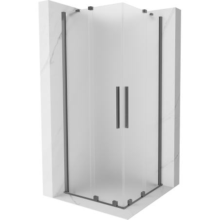 Mexen Velar Duo cabine de douche coulissante 90 x 90 cm, givré, métal canon - 871-090-090-32-95