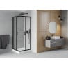 Mexen Rio cabine de douche carrée 80 x 80 cm, transparent, noir + receveur, blanc - 860-080-080-70-00-4510