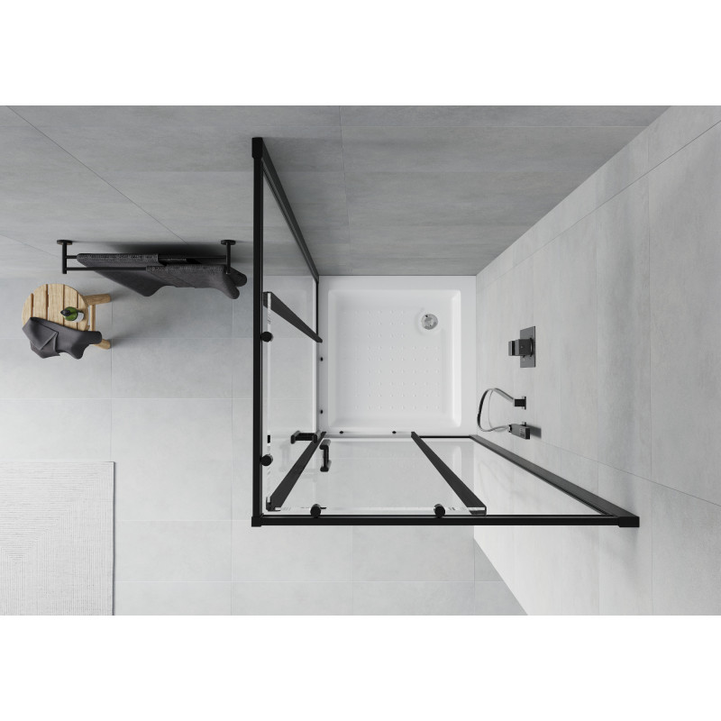 Mexen Rio cabine de douche carrée 80 x 80 cm, transparent, noir + receveur, blanc - 860-080-080-70-00-4510