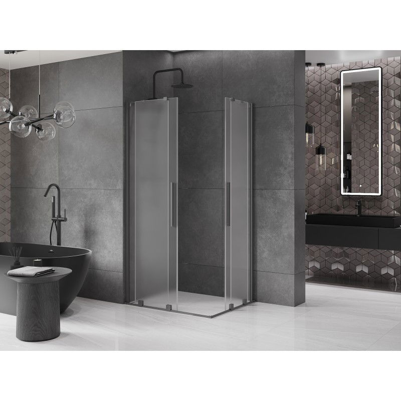 Mexen Velar Duo cabine de douche coulissante 100 x 90 cm, givre, métal gun - 871-100-090-32-95