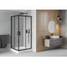 Mexen Rio cabine de douche carrée 90 x 90 cm, transparent, noir + receveur Rio, blanc - 860-090-090-70-00-4510