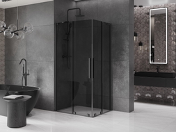 Mexen Velar Duo cabine de douche coulissante 90 x 80 cm, graphite, gun metal - 871-090-080-42-95
