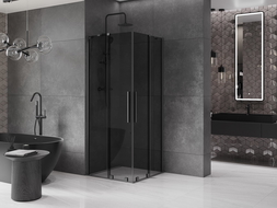 Mexen Velar Duo cabine de douche coulissante 90 x 90 cm, graphite, métal canon - 871-090-090-42-95