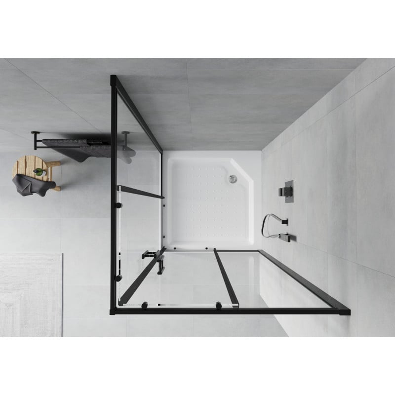 Mexen Rio cabine de douche carrée 90 x 90 cm, transparente, noire + receveur de douche, blanc - 860-090-090-70-00-4510
