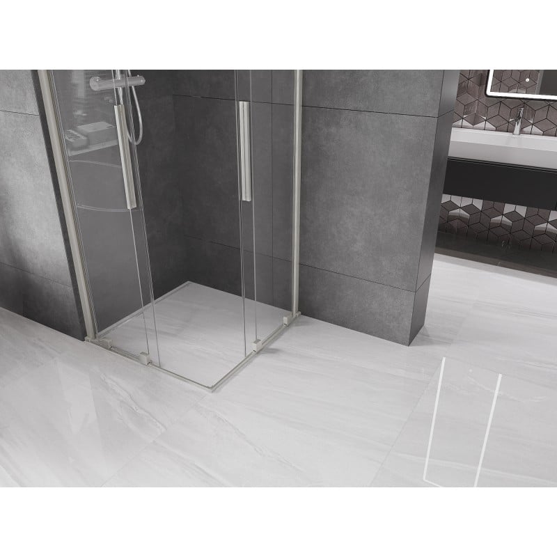 Mexen Velar Duo cabine de douche coulissante 80 x 80 cm, transparent, nickel brossé - 871-080-080-02-97