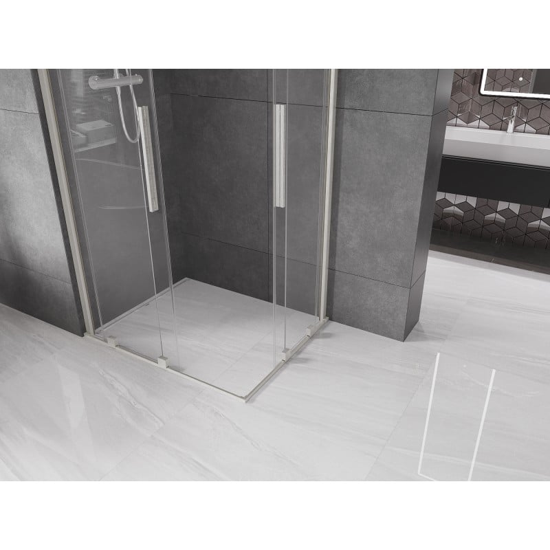 Mexen Velar Duo cabine de douche coulissante 90 x 80 cm, transparent, nickel brossé - 871-090-080-02-97