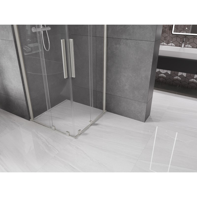 Mexen Velar Duo cabine de douche coulissante 90 x 90 cm, transparent, nickel brossé - 871-090-090-02-97