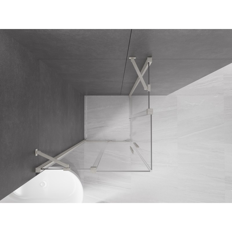 Mexen Velar Duo cabine de douche coulissante 100 x 100 cm, transparent, nickel brossé - 871-100-100-02-97