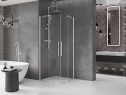 Mexen Velar Duo cabine de douche coulissante 90 x 90 cm, transparent, nickel brossé - 871-090-090-02-97