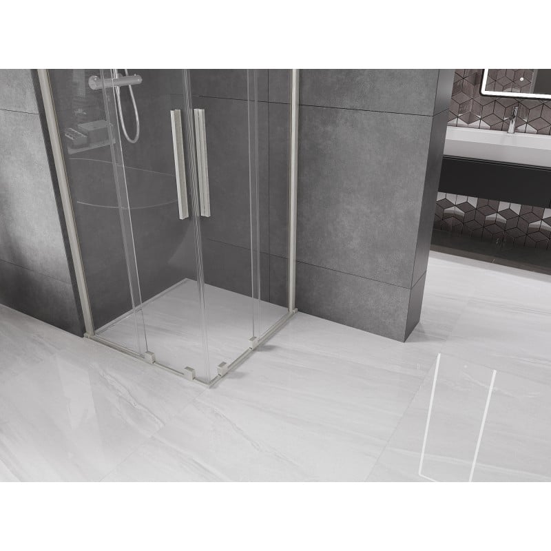 Mexen Velar Duo cabine de douche coulissante 100 x 100 cm, transparent, nickel brossé - 871-100-100-02-97