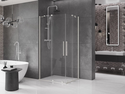 Mexen Velar Duo cabine de douche coulissante 100 x 90 cm, transparente, nickel brossé - 871-100-090-02-97
