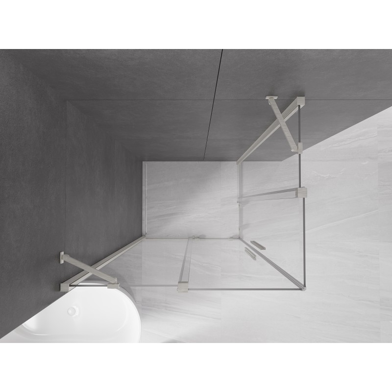 Mexen Velar Duo cabine de douche coulissante 90 x 80 cm, transparent, nickel brossé - 871-090-080-02-97